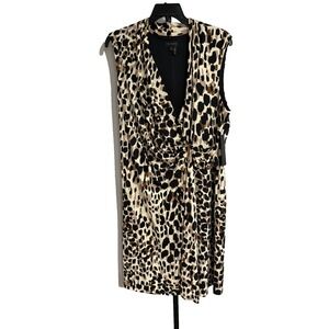Donna Karan NEW YORK womens leopard stretch dress designer 16W BRAND NEW $179 H1